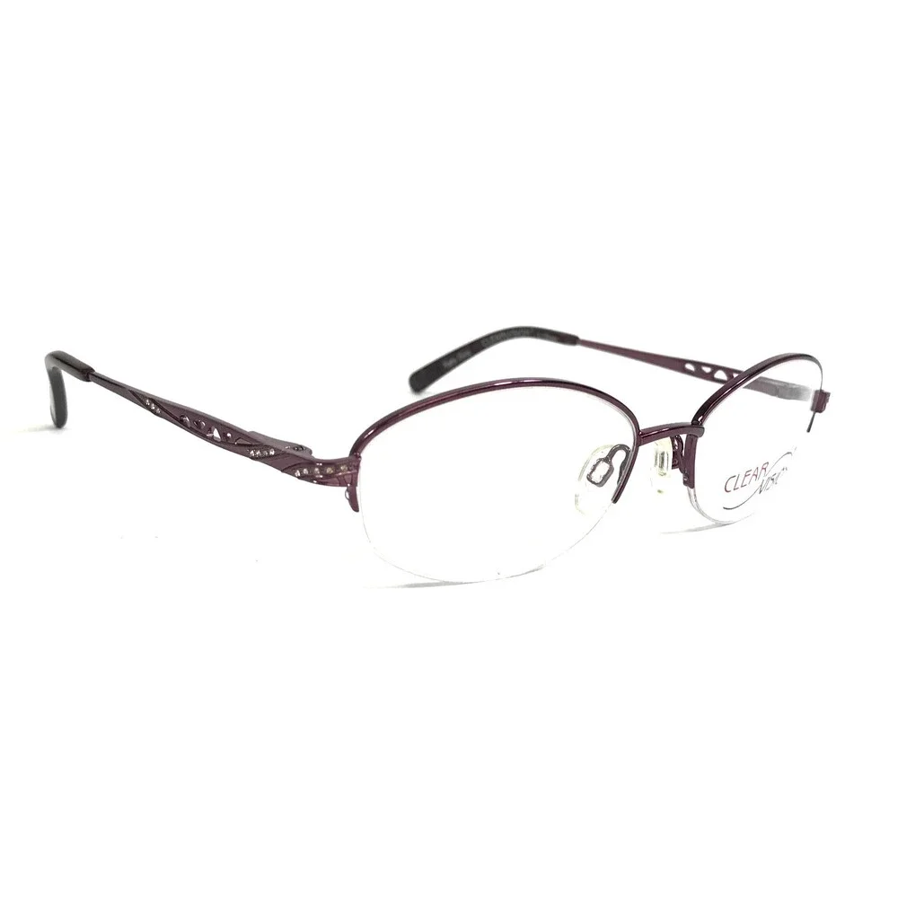 Clear Vision Eyeglasses Frames DEANNA WINE Purple Oval Half Rim 52-16-130